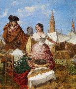Aragon jose Rafael Courting at a Ring Shaped Pastry Stall at the Seville Fair oil painting picture wholesale